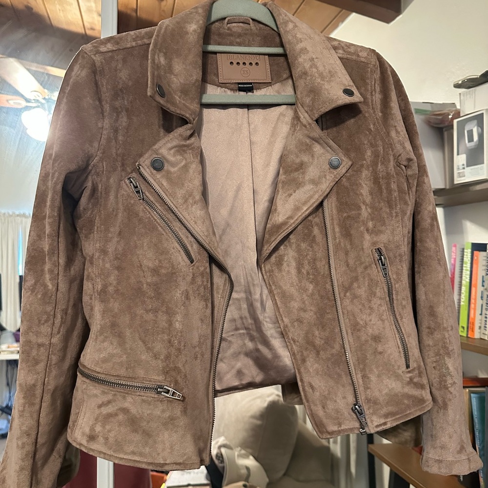Blank NYC Taupe Suede Moto Jacket